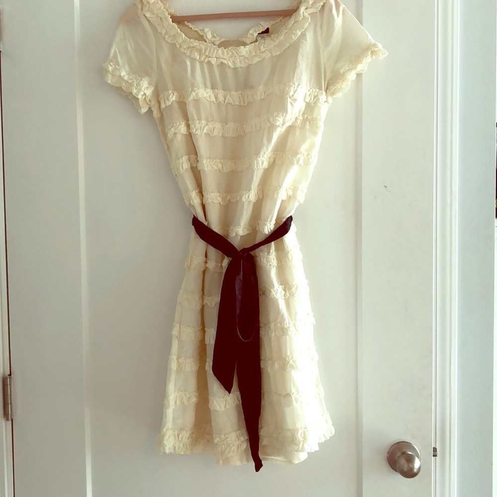Gorgeous cream j.crew dress with black bow